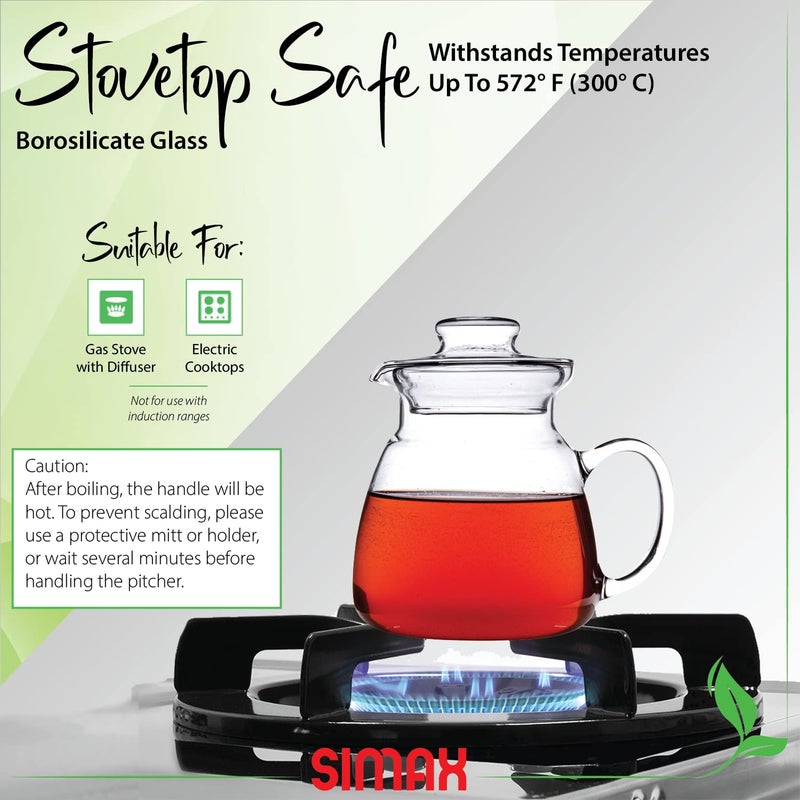Simax Glassware 20 Oz. Glass Teapot | Short Spout, Microwave and Stovetop Safe, Heat, Cold, and Thermal Shock Resistant Borosilicate Glass, Makes a Stunning Presentation - Image 2